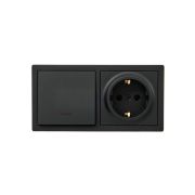 Блок ОП LETO (1-кл. выключатель с индикацией + 1-м розетка с заземл.) горизонт. черн. бархат LEZARD 752-4200-170BIP