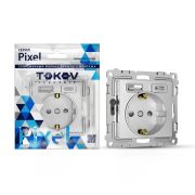 Розетка 1-м СП Pixel IP20 с заземл. с 2-мя заряд. устр. USB тип A+C механизм алюм. TOKOV ELECTRIC TKE-PX-R1U2AC-C03