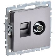 Розетка компьютерная + телевизионная 2-м Brite РТВ/РК12-БрС RJ45 кат.5E + TV механизм сталь IEK BR-AK20-1-K46